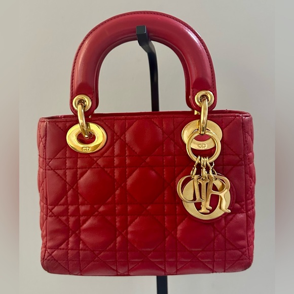 Christian Dior Lady Dior Mini – Red Cannage with Gold Hardware - Picture 1 of 13